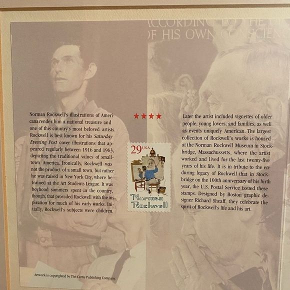 Vintage Norman Rockwell framed artwork 5 stamps collection 1994 - Picture 6 of 12